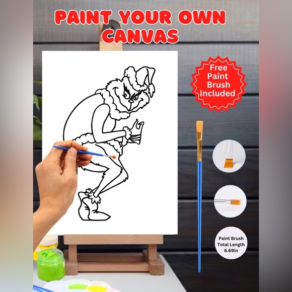 Grinch Paint Your Own Canvas , Sip and Paint Canvas ( Ready to Paint) - Picture 3 of 6